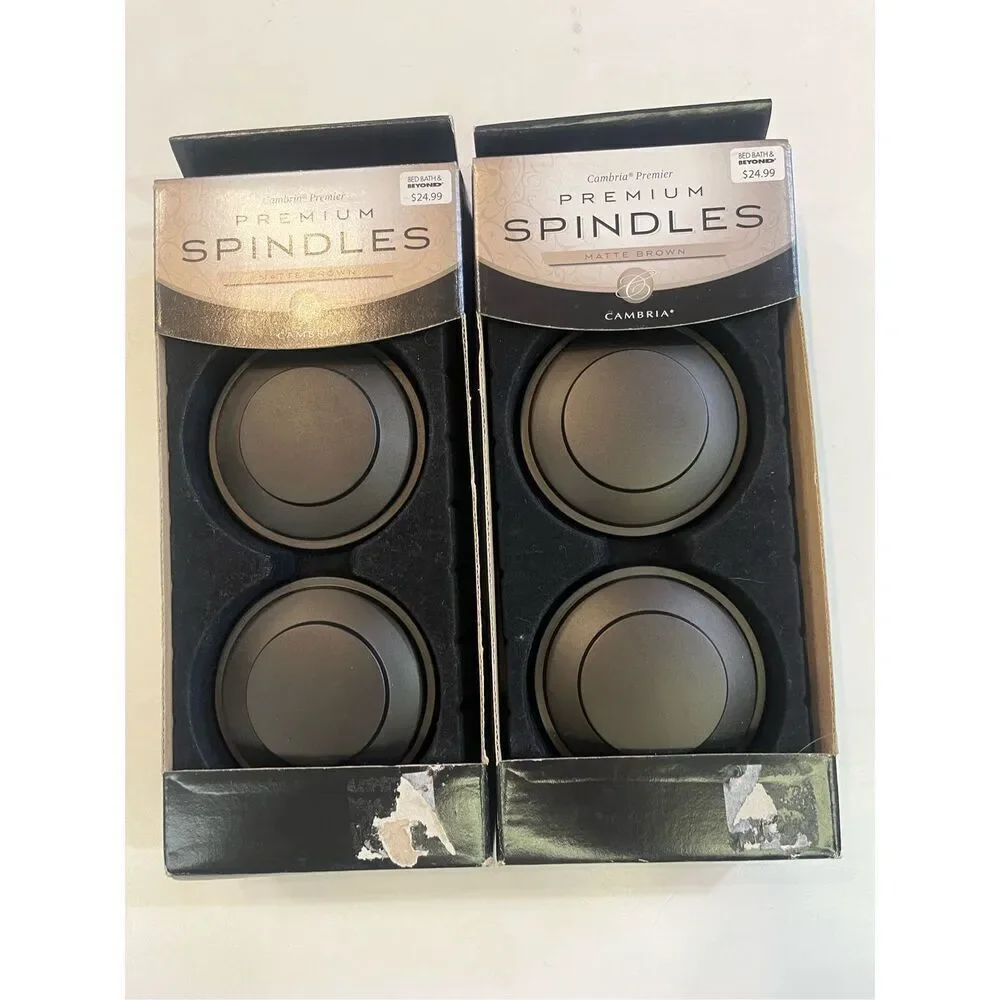 Cambria Premier Matte Brown Spindles 2X Boxes 4 Spindles Curtain Pullbacks New I